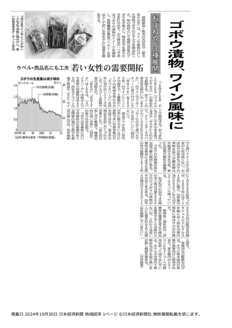 漬物　おばねや　日本経済新聞